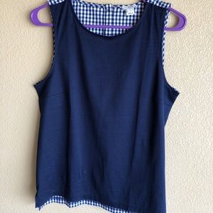 Navy and white gingham top